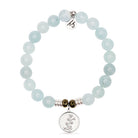 Blue Aquamarine Gemstone Bracelet with Cherry Blossom Sterling Silver Charm