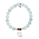 Blue Aquamarine Gemstone Bracelet with Create Sterling Silver Charm