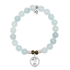 Blue Aquamarine Gemstone Bracelet with Day by Day Sterling Silver Charm