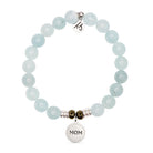 Blue Aquamarine Gemstone Bracelet with Endless Love Mom Sterling Silver Charm