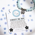 Blue Aquamarine Gemstone Bracelet with Forget Me Not Sterling Silver Charm