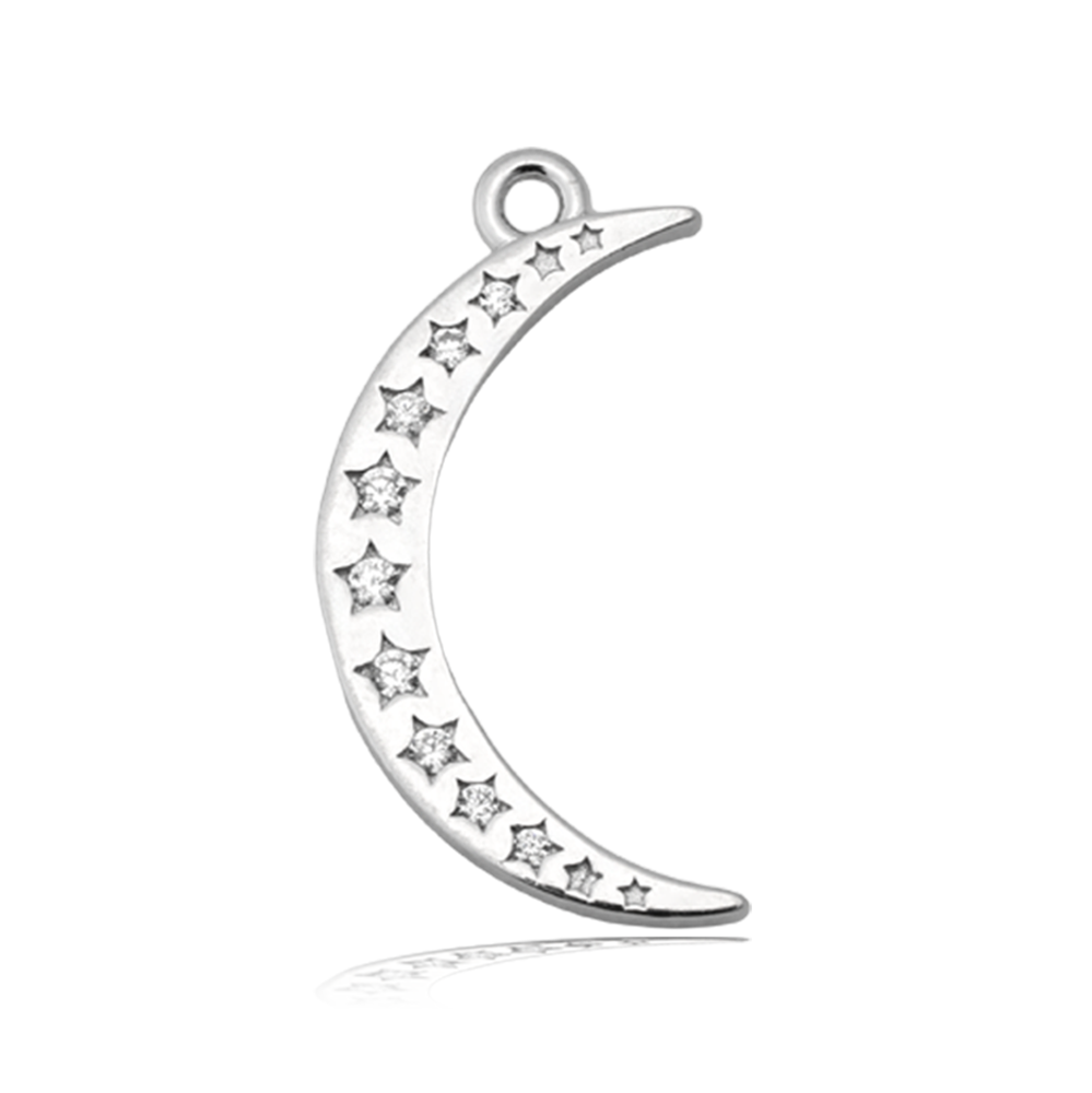 Blue Aquamarine Gemstone Bracelet with Friendship Moon Sterling Silver Charm