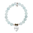 Blue Aquamarine Gemstone Bracelet with Grateful Sterling Silver Charm