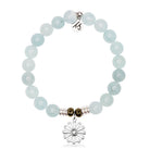 Blue Aquamarine Gemstone Bracelet with Happiness Sterling Silver Charm