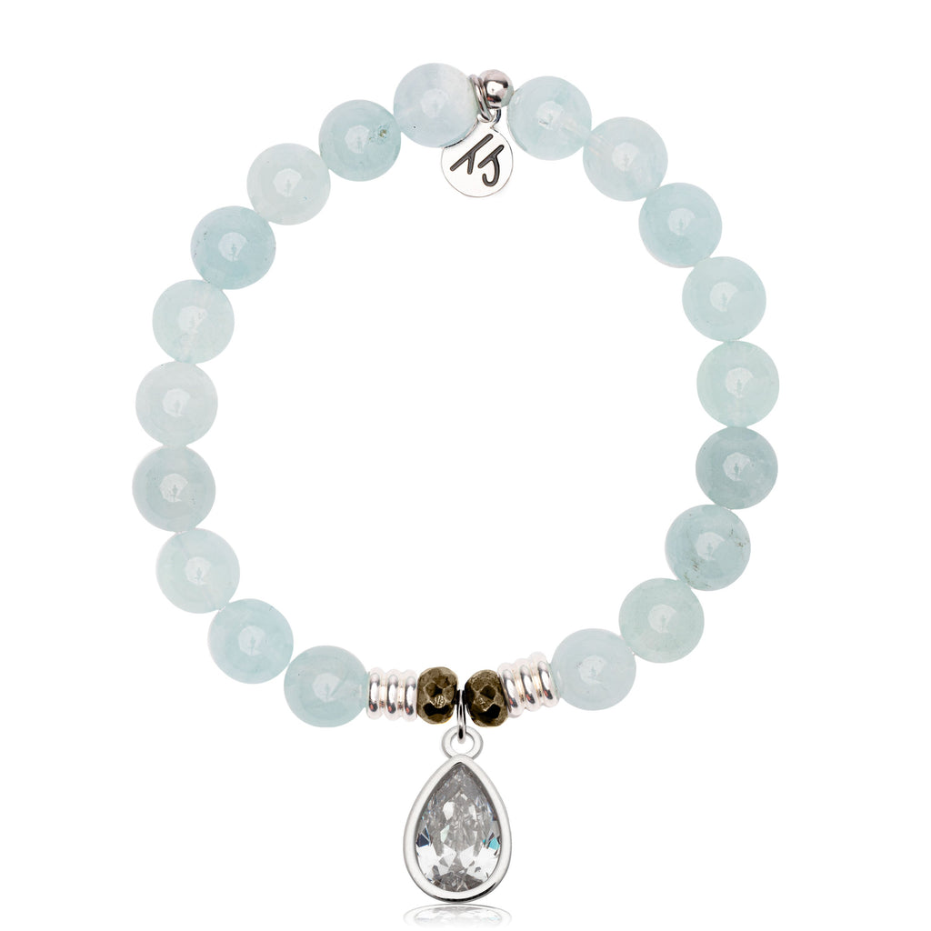 Blue Aquamarine Gemstone Bracelet with Inner Beauty Sterling Silver Charm