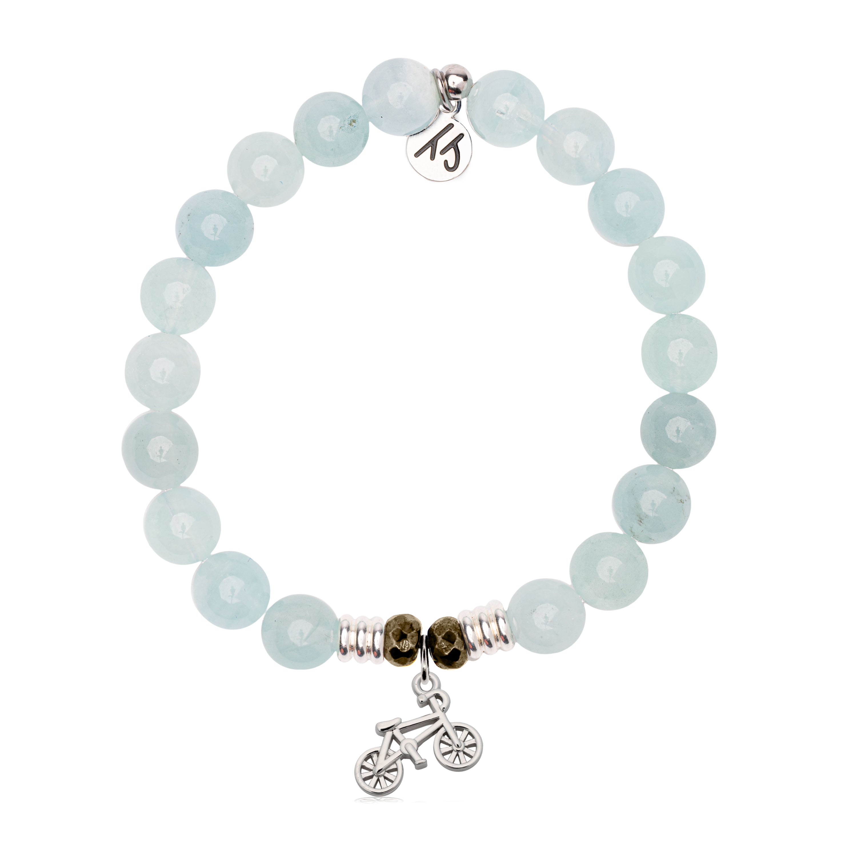 Blue Aquamarine Gemstone Bracelet with Just Cruise Sterling Silver Charm