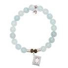 Blue Aquamarine Gemstone Bracelet with Memories Sterling Silver Charm