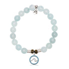 Blue Aquamarine Gemstone Bracelet with Serenity Wave Sterling Silver Charm