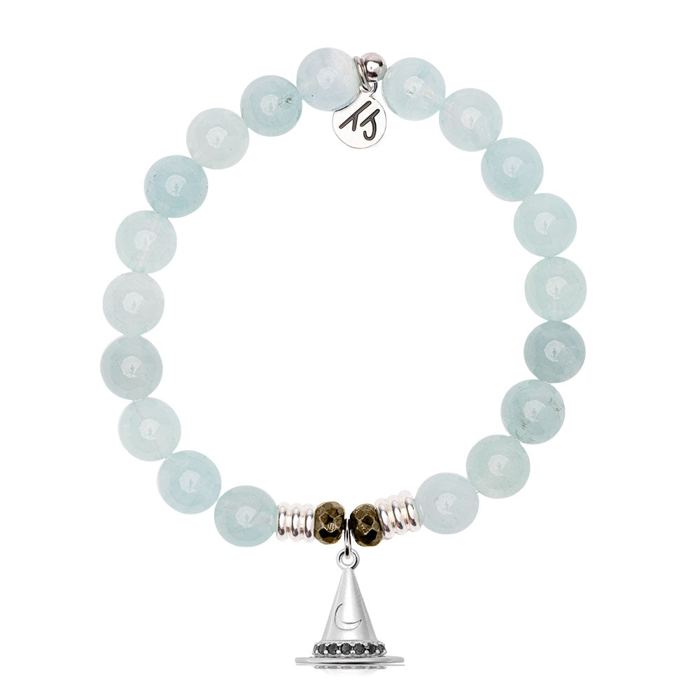 Blue Aquamarine Gemstone Bracelet with Spellbound Sterling Silver Charm