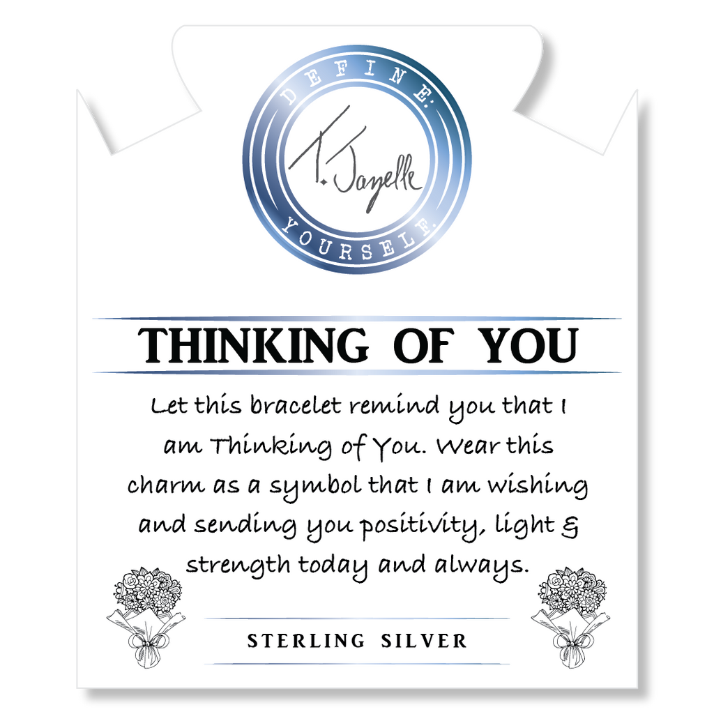 Blue Aquamarine Gemstone Bracelet with Thinking of You Sterling Silver Charm