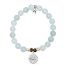 Blue Aquamarine Gemstone Bracelet with Today Tomorrow Forever Sterling Silver Charm