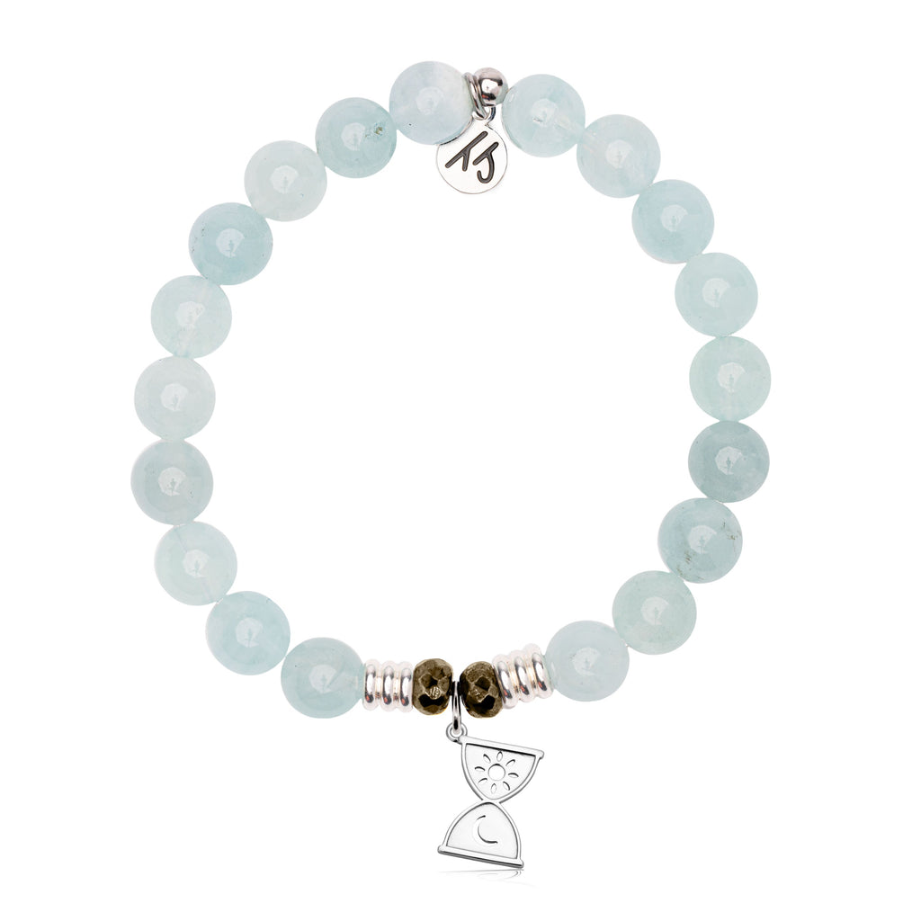 Blue Aquamarine Gemstone Bracelet with Trust in Time Sterling Silver Charm