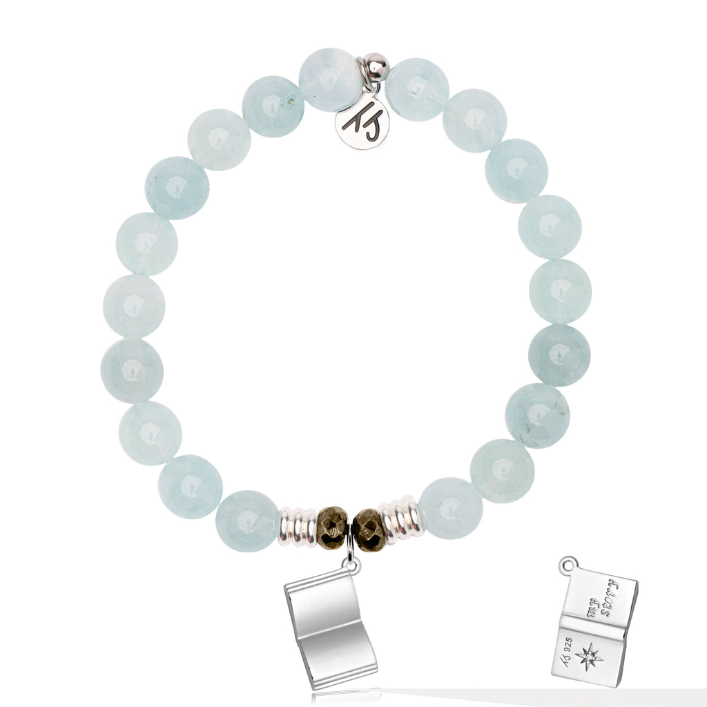 Blue Aquamarine Gemstone Bracelet with Your Story Sterling Silver Charm