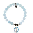 Blue Aquamarine Stone Bracelet with Seahorse Sterling Silver Charm