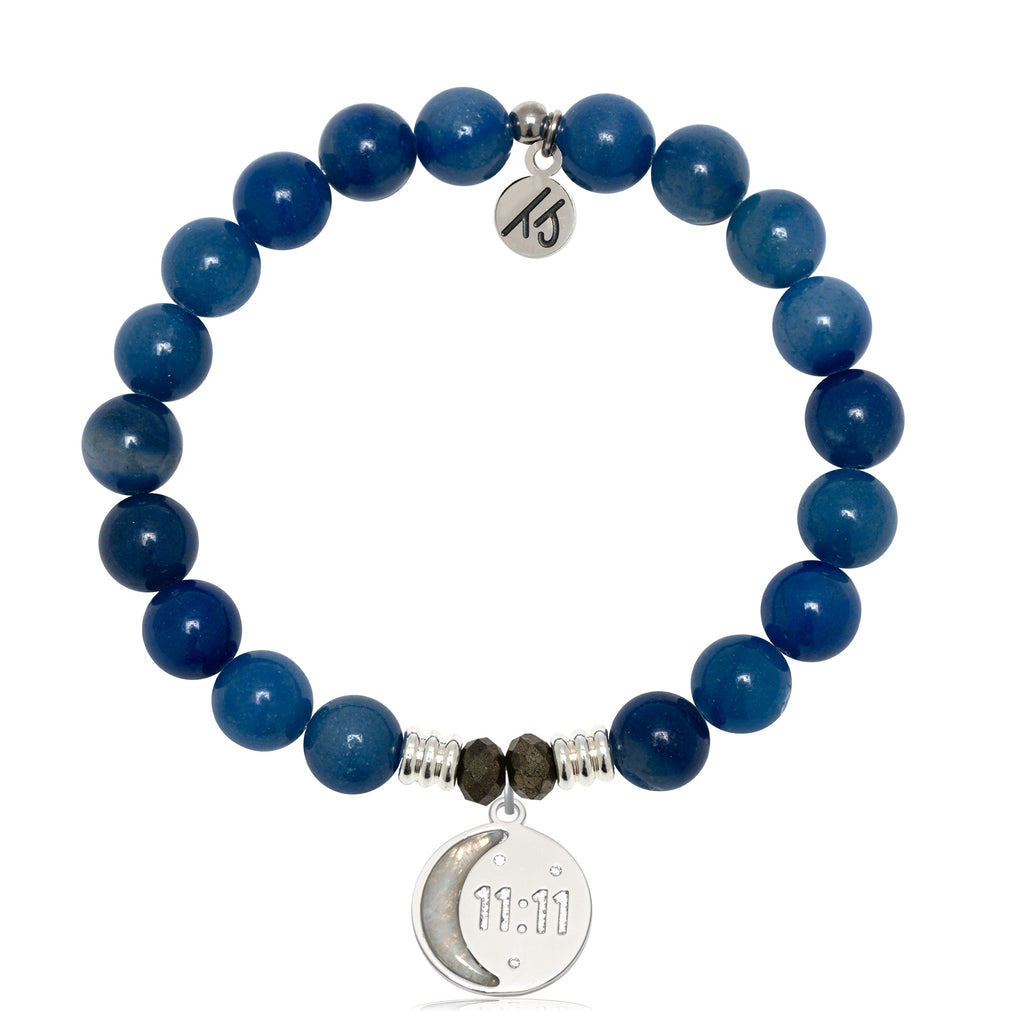 Blue Aventurine Gemstone Bracelet with 11:11 Sterling Silver Charm