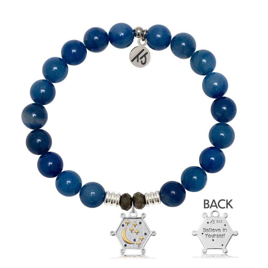 Blue Aventurine Gemstone Bracelet with Believe in Yourself Sterling Silver Charm