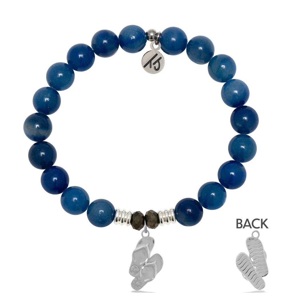 Blue Aventurine Gemstone Bracelet with Flip Flop Sterling Silver Charm