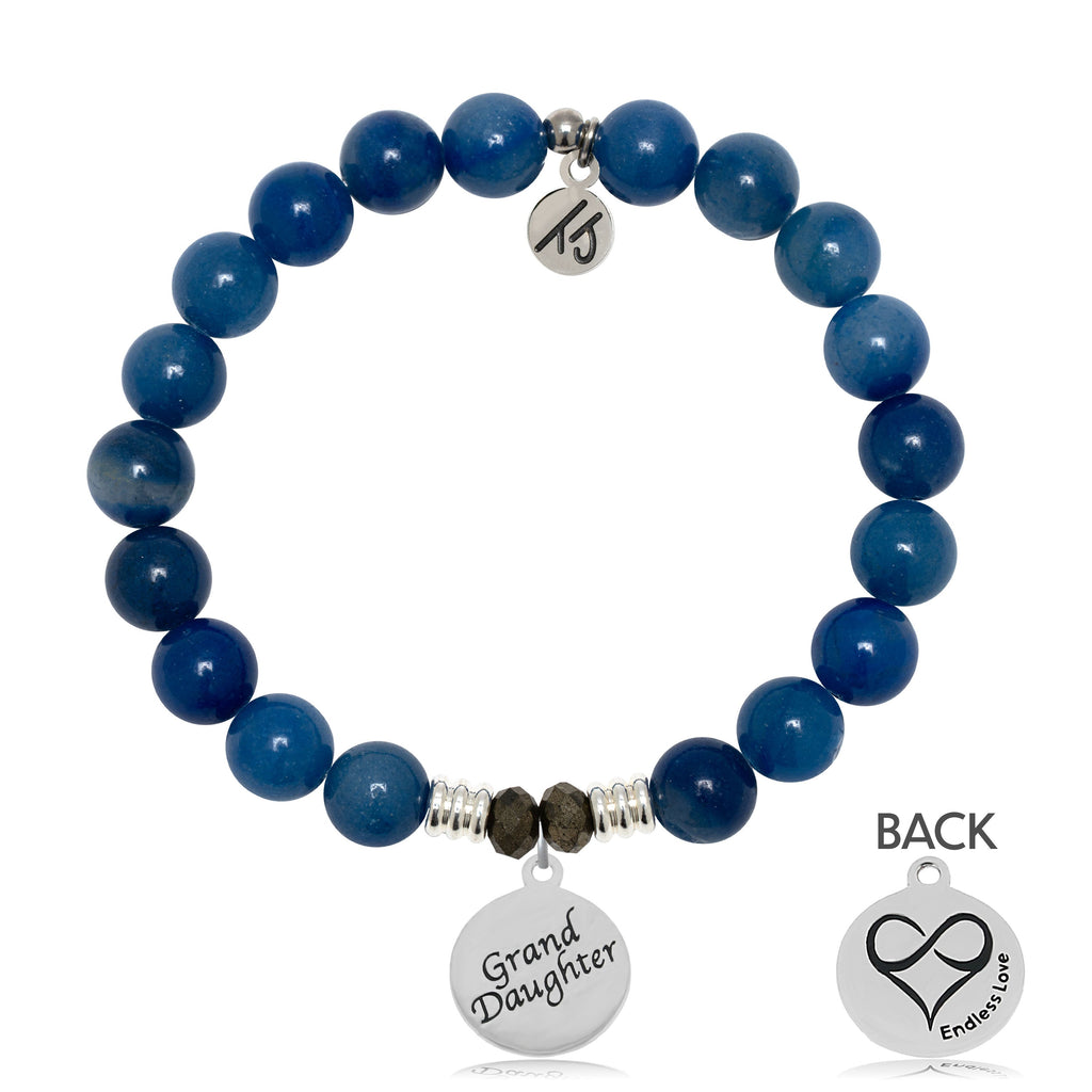 Blue Aventurine Gemstone Bracelet with Granddaughter Sterling Silver Charm