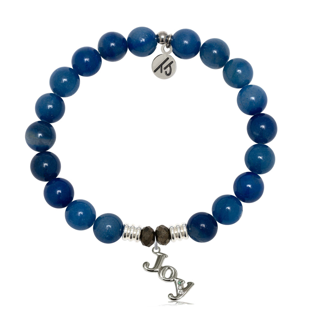 Blue Aventurine Gemstone Bracelet with Joy Sterling Silver Charm