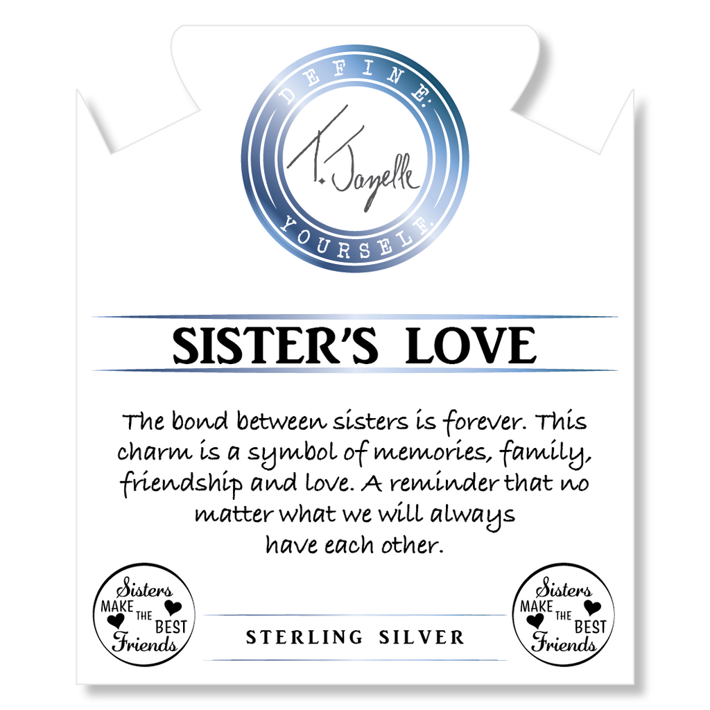 Blue Aventurine Gemstone Bracelet with Sister's Love Sterling Silver Charm