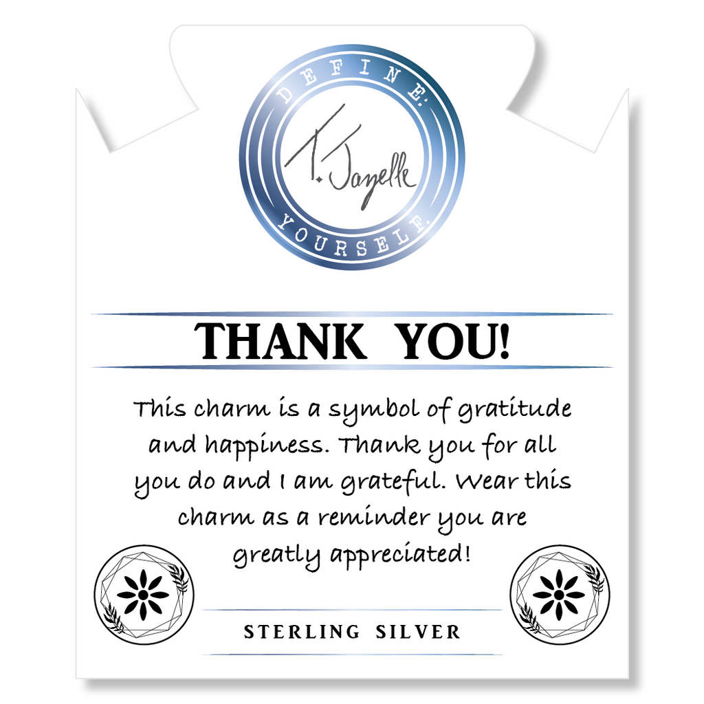 Blue Aventurine Gemstone Bracelet with Thank You Sterling Silver Charm