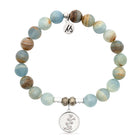 Blue Calcite Gemstone Bracelet with Cherry Blossom Sterling Silver Charm