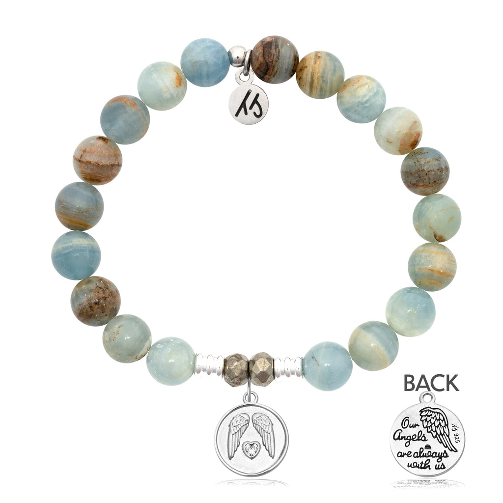 Blue Calcite Gemstone Bracelet with Guardian Sterling Silver Charm