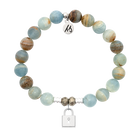 Blue Calcite Gemstone Bracelet with Unbreakable Friendship Sterling Silver Charm