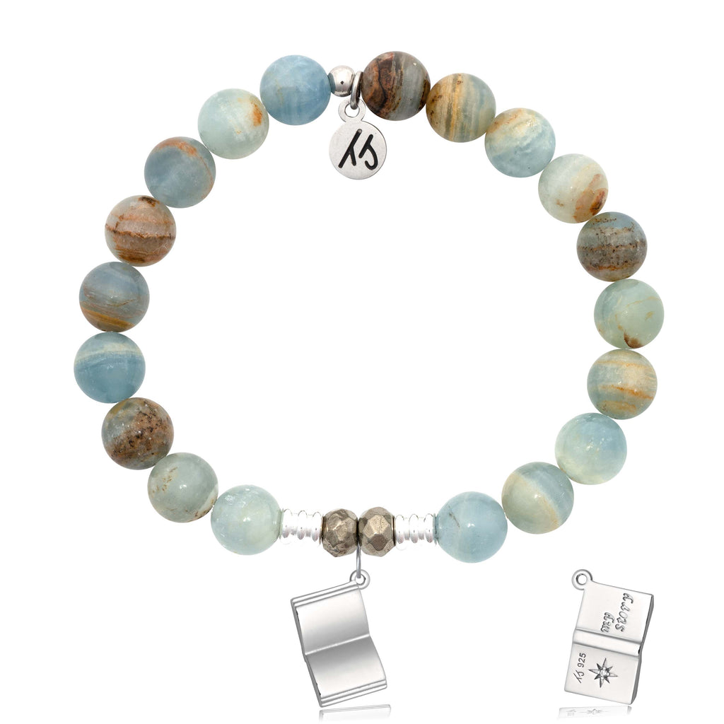 Blue Calcite Gemstone Bracelet with Your Story Sterling Silver Charm