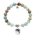 Blue Calcite Stone Bracelet with Grad Cap Sterling Silver Charm