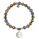Blue Gold Agate Gemstone Bracelet with 11:11 Sterling Silver Charm