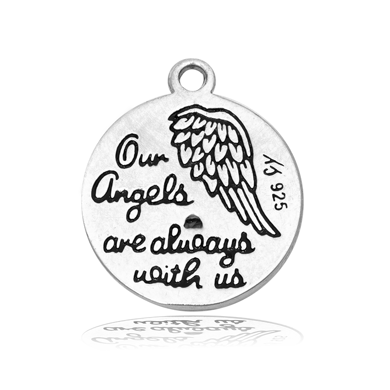 Blue Gold Agate Gemstone Bracelet with Guardian Sterling Silver Charm