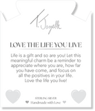 Blue Gold Agate Gemstone Bracelet with Love the Life you Live Sterling Silver Charm
