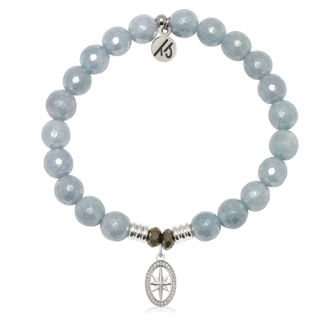 Blue Quartzite Gemstone Bracelet with Unstoppable Sterling Silver Charm