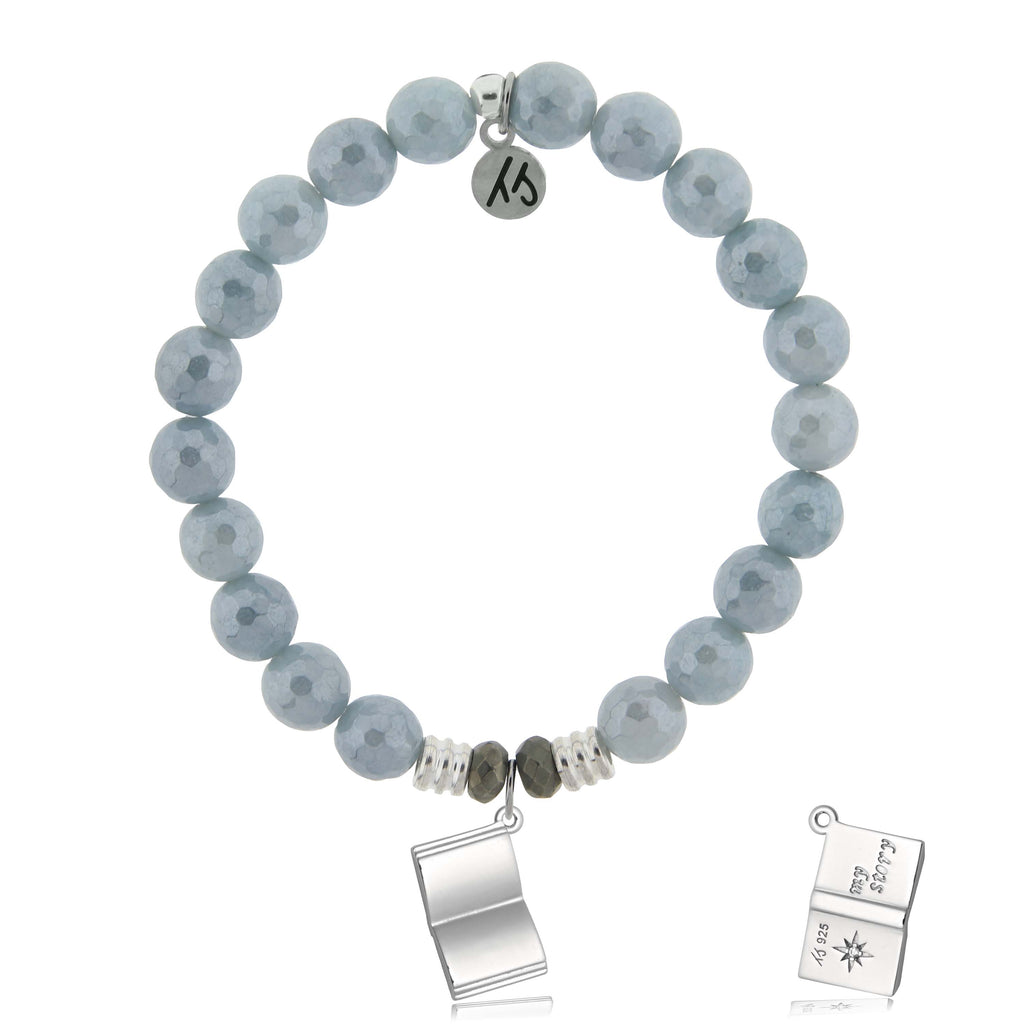 Blue Quartzite Gemstone Bracelet with Your Story Sterling Silver Charm