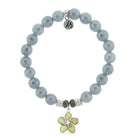 Blue Quartzite Stone Bracelet with Flower of Positivity Sterling Silver Charm