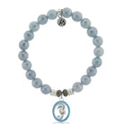 Blue Quartzite Stone Bracelet with Seahorse Sterling Silver Charm
