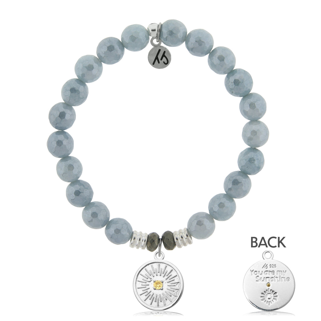 Blue Quartzite Stone Bracelet with You are my Sunshine Sterling Silver Charm