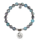 Blue Silver Agate Gemstone Bracelet with Cardinal Sterling Silver Charm
