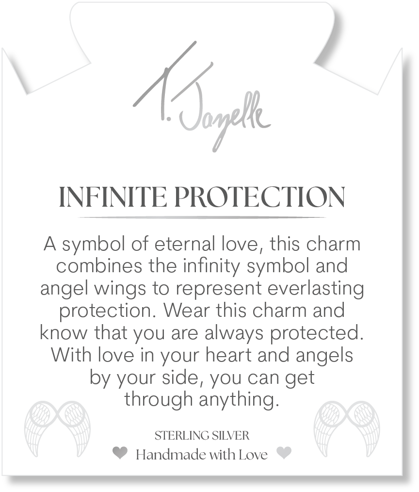 Blue Silver Agate Gemstone Bracelet with Infinite Protection Sterling Silver Charm