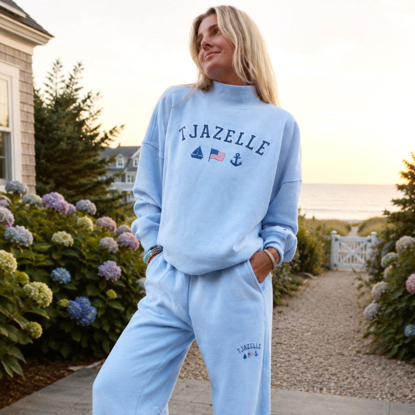 Blue T. JAZELLE Mock-Neck Sweatshirt
