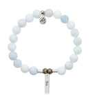 Bridal Collection: Celestine Stone Bracelet with Bride Sterling Silver Charm Bar
