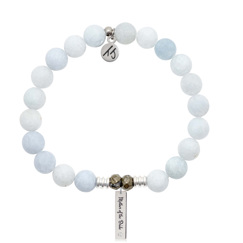 Bridal Collection: Celestine Stone Bracelet with Mother of the Bride Sterling Silver Charm Bar