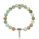 Bridal Collection: Green Quartz Stone Bracelet with Mother of the Bride Sterling Silver Charm Bar
