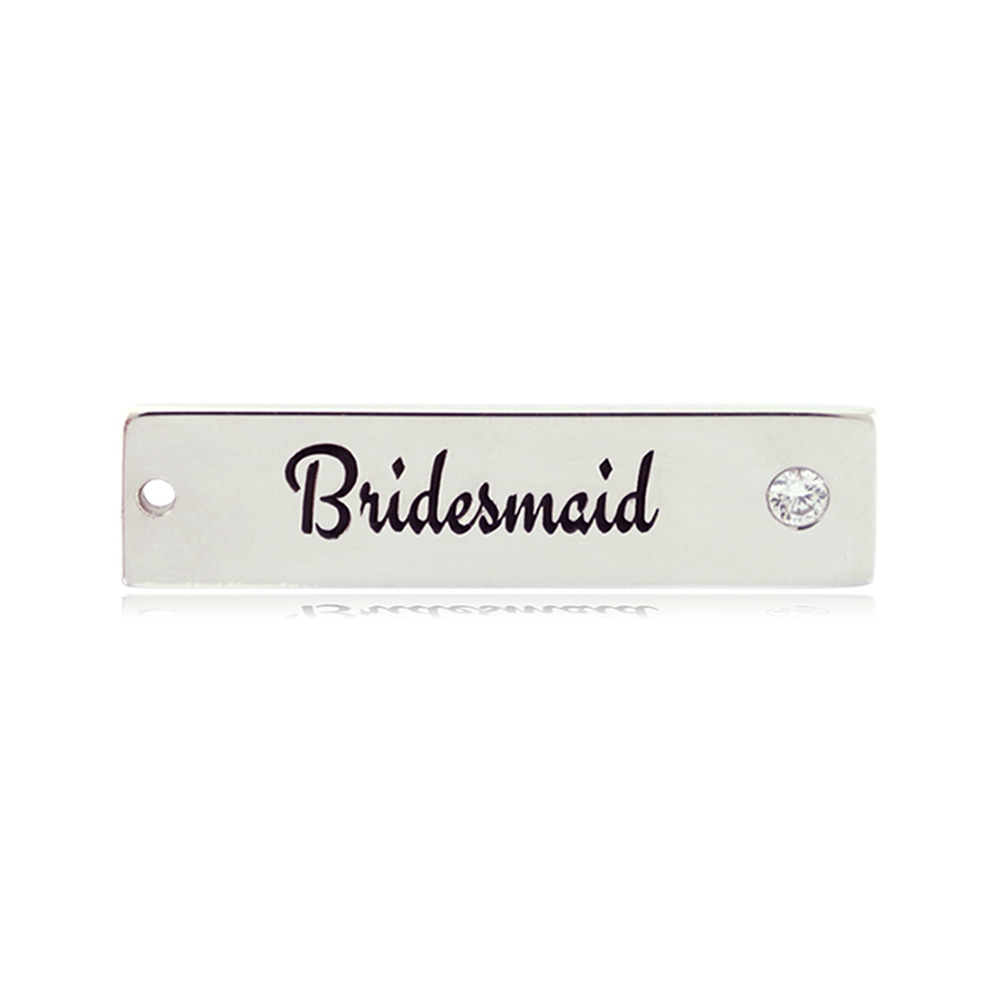 Bridal Collection: Ocean Jasper Gemstone Bracelet with Bridesmaid Sterling Silver Charm Bar