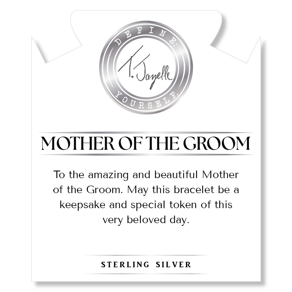Bridal Collection: Ocean Jasper Gemstone Bracelet with Mother of the Groom Sterling Silver Charm Bar