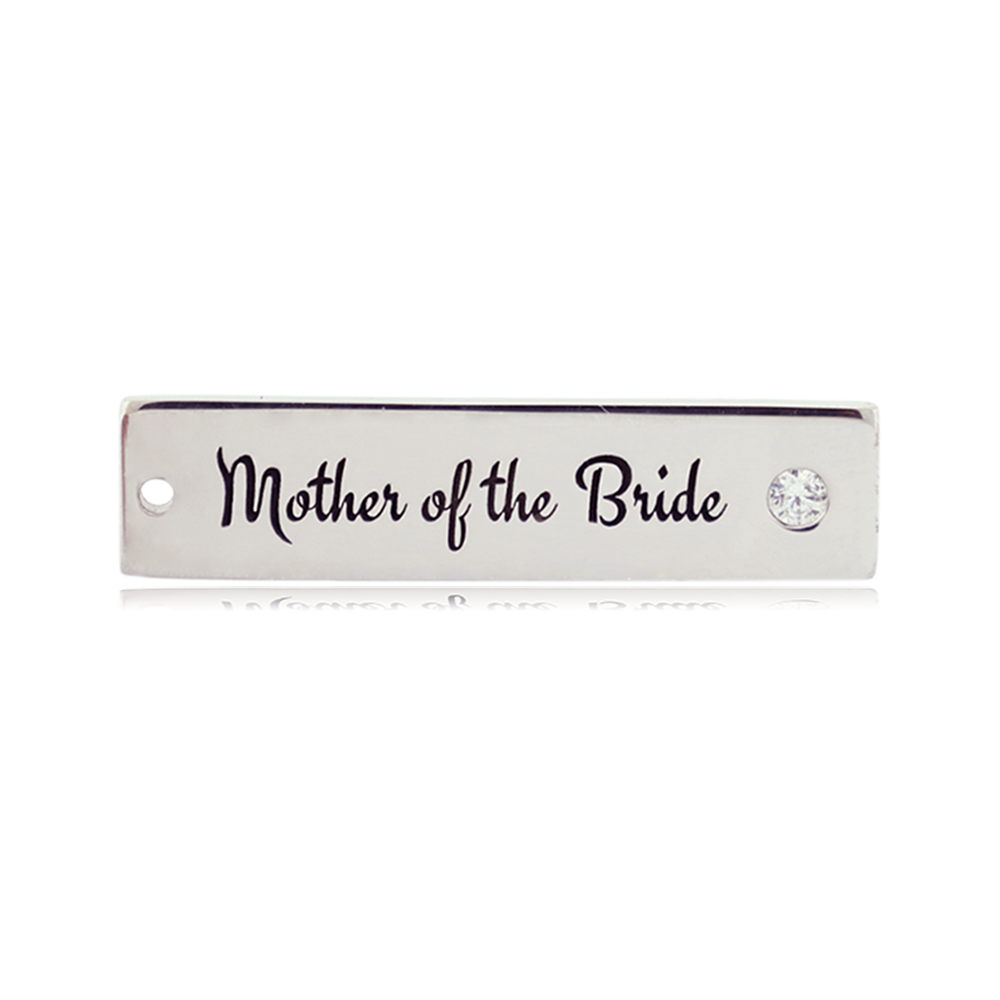 Bridal Collection: Pink Jade Stone Bracelet with Mother of the Bride Sterling Silver Charm Bar