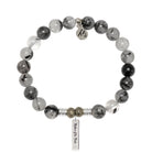 Bridal Collection: Rutilated Quartz Gemstone Bracelet with Mother of the Bride Sterling Silver Charm Bar