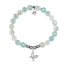 Butterfly CZ Charm with Aqua Agate Gemstone Bracelet