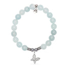 Butterfly CZ Charm with Blue Aquamarine Jade Gemstone Bracelet
